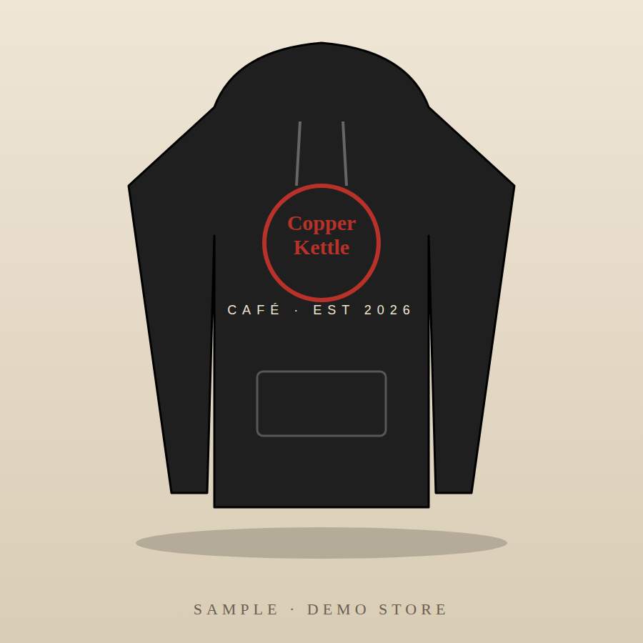 Branded restaurant hoodie from the Copper Kettle Cafe sample business merch store by Vinyl Press, Easton PA
