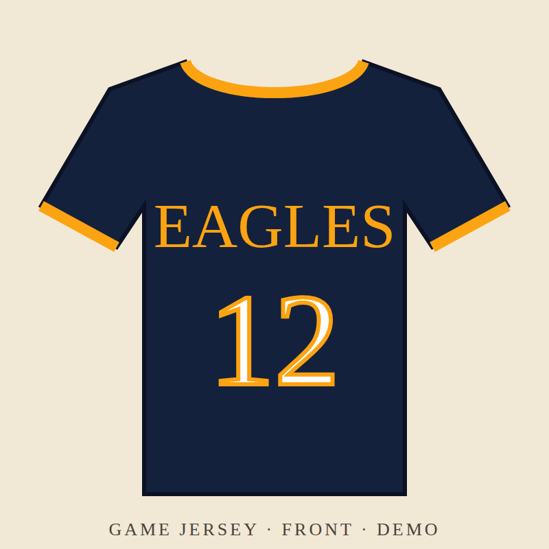 Custom soccer jersey for the Eastside Eagles sample team store, printed by Vinyl Press in Easton PA