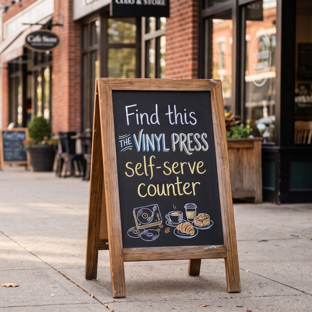 Wood A-frame chalkboard sidewalk sign