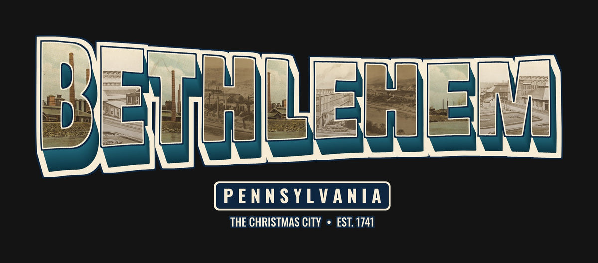 Bethlehem Pennsylvania postcard letters artwork