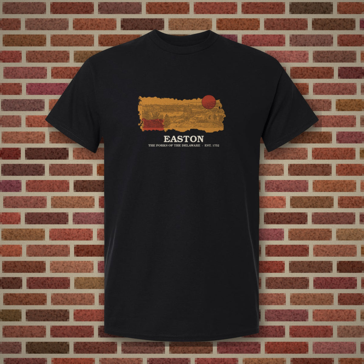 Easton Forks of the Delaware design on a black tee, Vinyl Press Originals