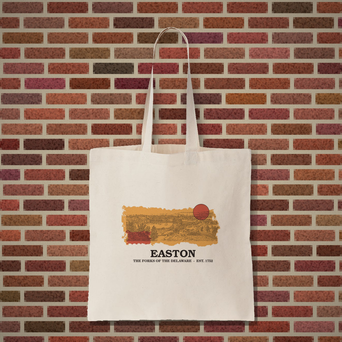 Easton Forks of the Delaware design on a natural tote, Vinyl Press Originals