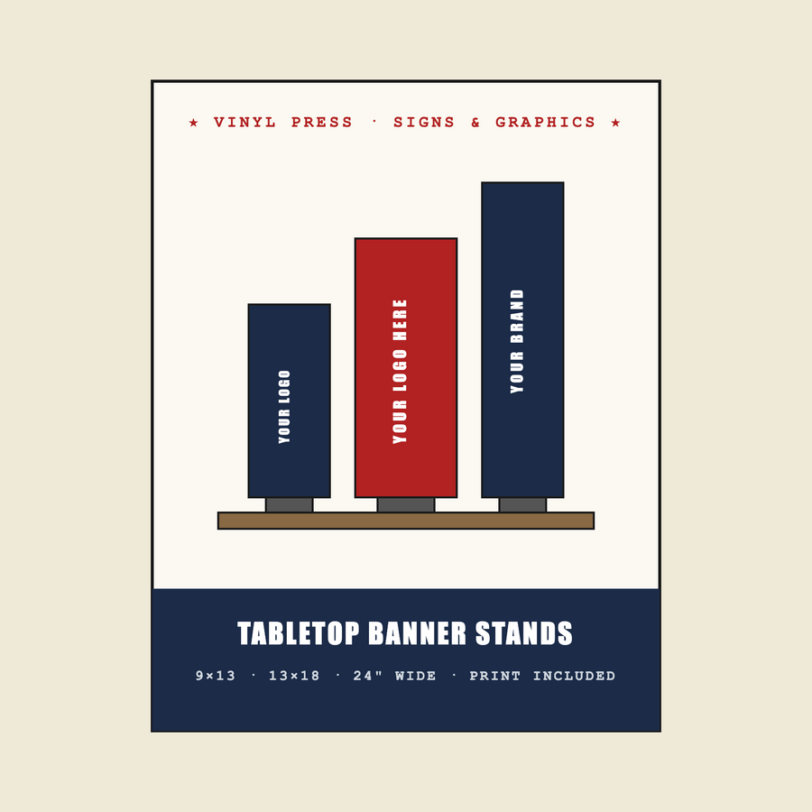Tabletop Retractable Banner Stand + Print